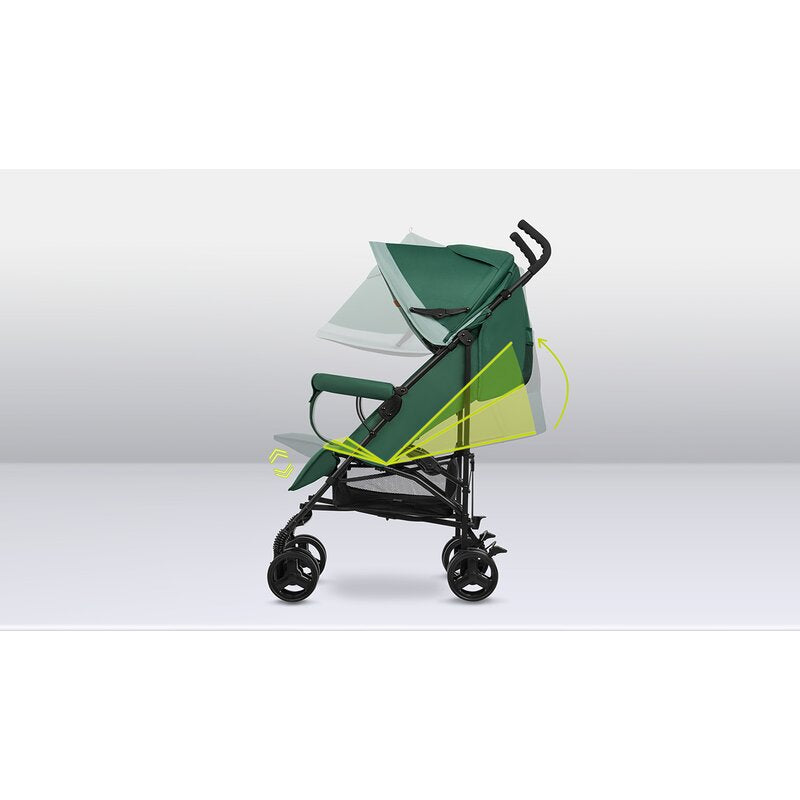 Carucior sport, Lionelo, Elia, Cu plasa de tantari, Suport de picioare reglabil, Spatar ajustabil in 4 pozitii, Capotina XXL, Pliere tip umbrela, Capacitate 15 kg, 6 luni+, EN 1888, Verde