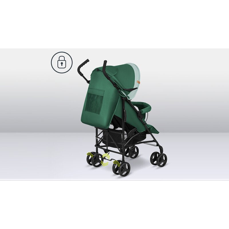 Carucior sport, Lionelo, Elia, Cu plasa de tantari, Suport de picioare reglabil, Spatar ajustabil in 4 pozitii, Capotina XXL, Pliere tip umbrela, Capacitate 15 kg, 6 luni+, EN 1888, Verde
