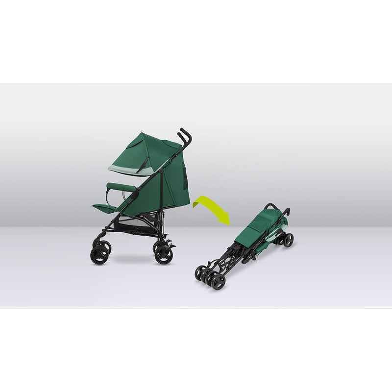 Carucior sport, Lionelo, Elia, Cu plasa de tantari, Suport de picioare reglabil, Spatar ajustabil in 4 pozitii, Capotina XXL, Pliere tip umbrela, Capacitate 15 kg, 6 luni+, EN 1888, Verde
