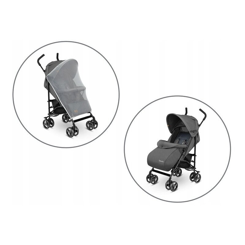 Carucior sport, Lionelo, Elia, Cu plasa de tantari, Suport de picioare reglabil, Spatar ajustabil in 4 pozitii, Capotina XXL, Pliere tip umbrela, Capacitate 15 kg, 6 luni+, EN 1888, Gri - gogobaby.ro
