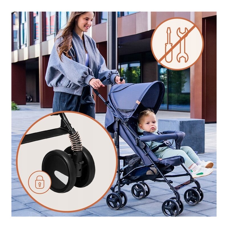 Carucior sport, Lionelo, Elia Oslo, Cu plasa de tantari, Suport de picioare reglabil, Spatar ajustabil in 4 pozitii, Capotina XXL, Pliere tip umbrela, Capacitate 15 kg, 6 luni+, EN 1888, Negru/Alb