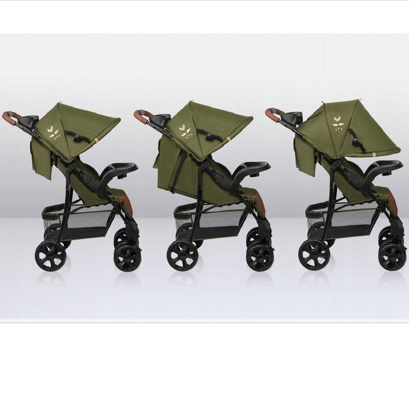 Carucior sport, Lionelo, Emma Plus, Cu tavita, 2 Suporturi pentru pahar, Geanta accesorii, Conform cu standardul european de securitate EN1888-1, Forest Green