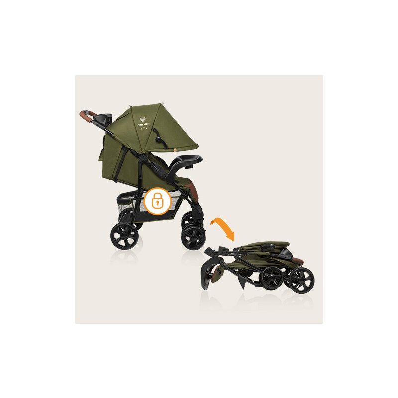Carucior sport, Lionelo, Emma Plus, Cu tavita, 2 Suporturi pentru pahar, Geanta accesorii, Conform cu standardul european de securitate EN1888-1, Forest Green