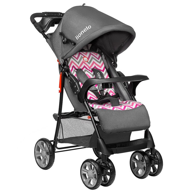 Carucior sport, Lionelo, Emma Plus, Cu tavita, 2 Suporturi pentru pahar, Geanta accesorii, Conform cu standardul european de securitate EN1888-1, Pink Scandi - gogobaby.ro