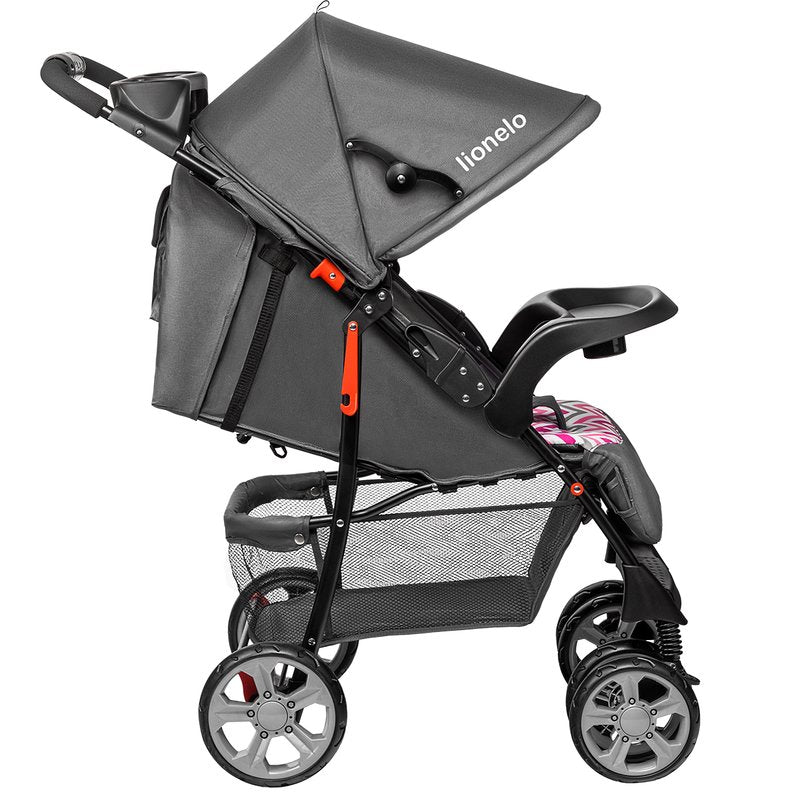 Carucior sport, Lionelo, Emma Plus, Cu tavita, 2 Suporturi pentru pahar, Geanta accesorii, Conform cu standardul european de securitate EN1888-1, Pink Scandi