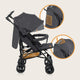 Carucior sport compact, Lionelo, Irma, Spatar reglabil in 4 pozitii, Suport picioare reglabil, Manere rotative, Pliere tip umbrela, 6- 36 luni, Pana la 15 kg, Conform cu EN1888-1:2018, Gri/Negru