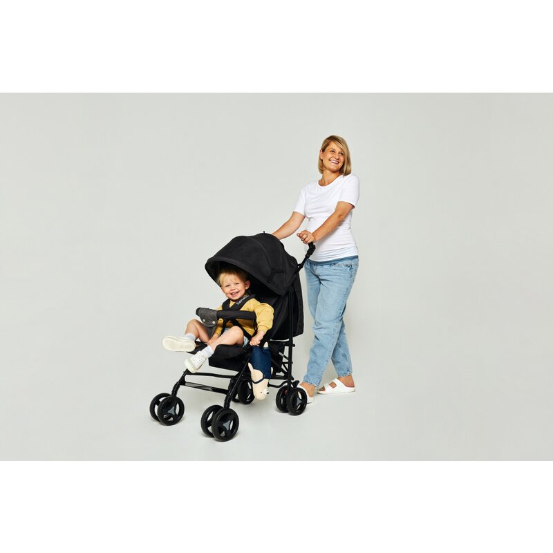 Carucior sport compact, Lionelo, Irma, Spatar reglabil in 4 pozitii, Suport picioare reglabil, Manere rotative, Pliere tip umbrela, 6- 36 luni, Pana la 15 kg, Conform cu EN1888-1:2018, Gri/Negru