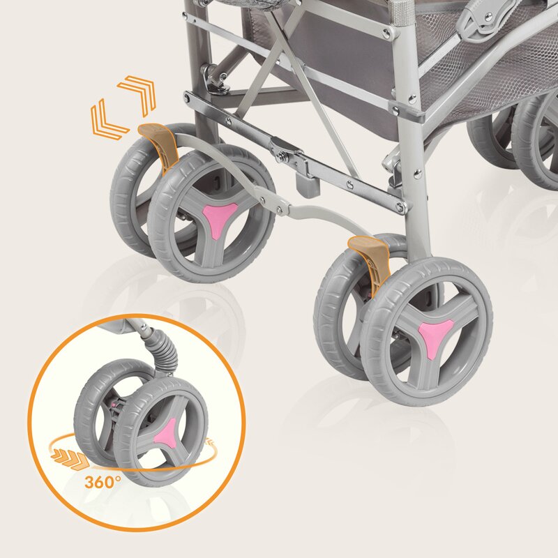 Carucior sport compact, Lionelo, Irma, Spatar reglabil in 4 pozitii, Suport picioare reglabil, Manere rotative, Pliere tip umbrela, 6- 36 luni, Pana la 15 kg, Conform cu EN1888-1:2018, Roz - gogobaby.ro