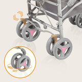 Carucior sport compact, Lionelo, Irma, Spatar ajustabil in 4 pozitii, Suport picioare reglabil, Manere rotative, Pliere tip umbrela, 6- 36 luni, Pana la 15 kg, Conform cu EN1888-1:2018, Roz