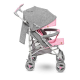 Carucior sport compact, Lionelo, Irma, Spatar ajustabil in 4 pozitii, Suport picioare reglabil, Manere rotative, Pliere tip umbrela, 6- 36 luni, Pana la 15 kg, Conform cu EN1888-1:2018, Roz