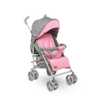 Carucior sport compact, Lionelo, Irma, Spatar ajustabil in 4 pozitii, Suport picioare reglabil, Manere rotative, Pliere tip umbrela, 6- 36 luni, Pana la 15 kg, Conform cu EN1888-1:2018, Roz