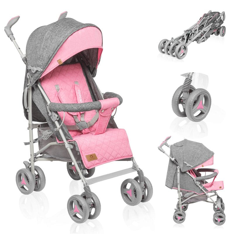 Carucior sport compact, Lionelo, Irma, Spatar reglabil in 4 pozitii, Suport picioare reglabil, Manere rotative, Pliere tip umbrela, 6- 36 luni, Pana la 15 kg, Conform cu EN1888-1:2018, Roz - gogobaby.ro