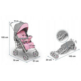 Carucior sport compact, Lionelo, Irma, Spatar ajustabil in 4 pozitii, Suport picioare reglabil, Manere rotative, Pliere tip umbrela, 6- 36 luni, Pana la 15 kg, Conform cu EN1888-1:2018, Roz