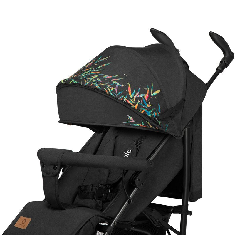 Carucior sport compact, Lionelo, Irma, Spatar ajustabil in 4 pozitii, Suport picioare reglabil, Manere rotative, Pliere tip umbrela, 6- 36 luni, Pana la 15 kg, Conform cu EN1888-1:2018, Negru