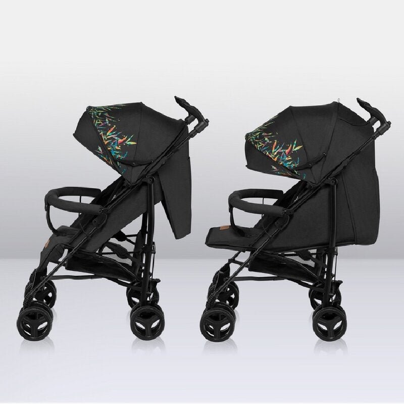 Carucior sport compact, Lionelo, Irma, Spatar ajustabil in 4 pozitii, Suport picioare reglabil, Manere rotative, Pliere tip umbrela, 6- 36 luni, Pana la 15 kg, Conform cu EN1888-1:2018, Negru