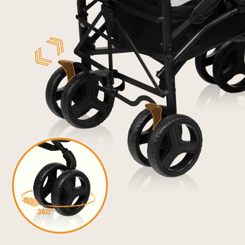 Carucior sport compact, Lionelo, Irma, Spatar ajustabil in 4 pozitii, Suport picioare reglabil, Manere rotative, Pliere tip umbrela, 6- 36 luni, Pana la 15 kg, Conform cu EN1888-1:2018, Negru
