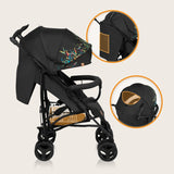 Carucior sport compact, Lionelo, Irma, Spatar ajustabil in 4 pozitii, Suport picioare reglabil, Manere rotative, Pliere tip umbrela, 6- 36 luni, Pana la 15 kg, Conform cu EN1888-1:2018, Negru