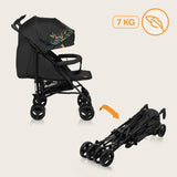 Carucior sport compact, Lionelo, Irma, Spatar ajustabil in 4 pozitii, Suport picioare reglabil, Manere rotative, Pliere tip umbrela, 6- 36 luni, Pana la 15 kg, Conform cu EN1888-1:2018, Negru