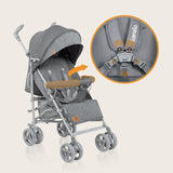 Carucior sport compact, Lionelo, Irma, Spatar ajustabil in 4 pozitii, Suport picioare reglabil, Manere rotative, Pliere tip umbrela, 6- 36 luni, Pana la 15 kg, Conform cu EN1888-1:2018, Gri