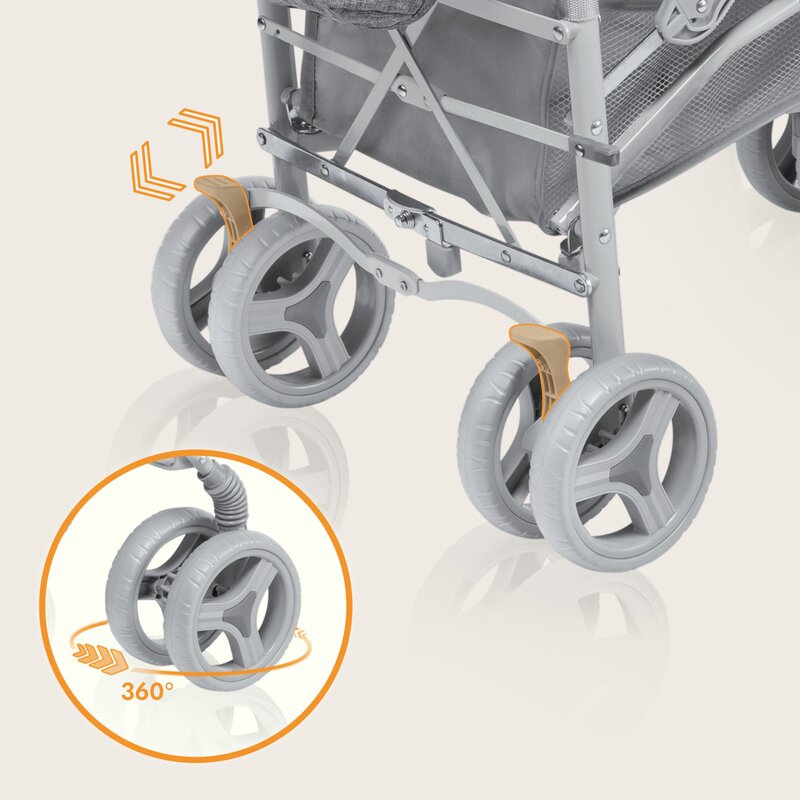 Carucior sport compact, Lionelo, Irma, Spatar reglabil in 4 pozitii, Suport picioare reglabil, Manere rotative, Pliere tip umbrela, 6- 36 luni, Pana la 15 kg, Conform cu EN1888-1:2018, Gri