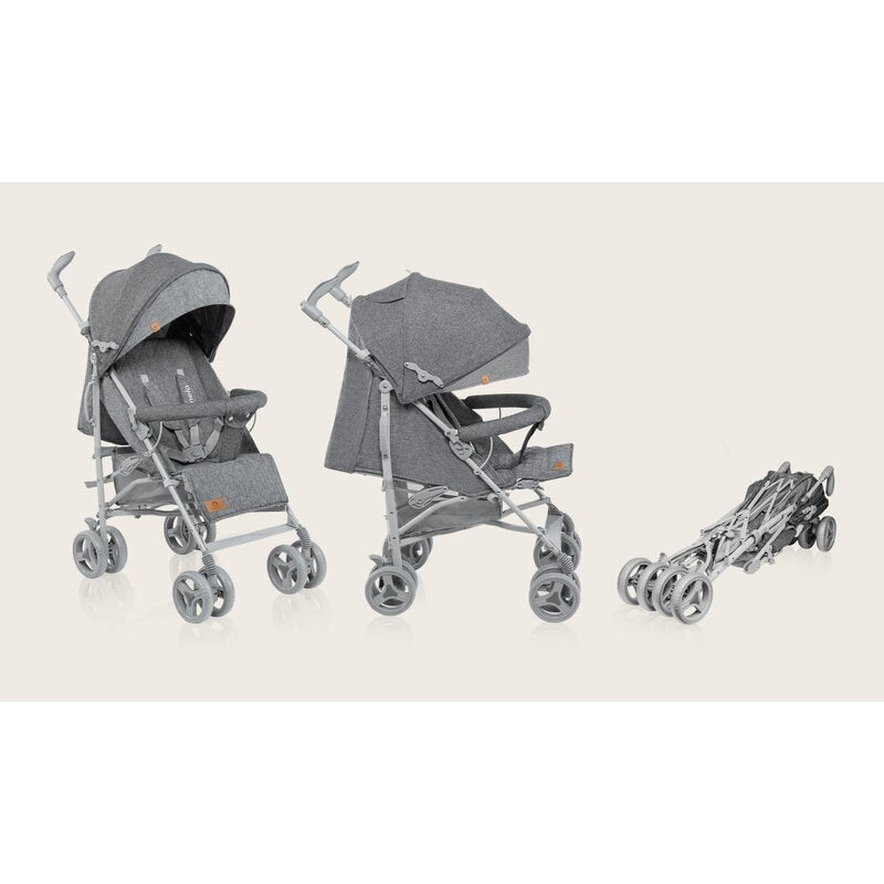 Carucior sport compact, Lionelo, Irma, Spatar reglabil in 4 pozitii, Suport picioare reglabil, Manere rotative, Pliere tip umbrela, 6- 36 luni, Pana la 15 kg, Conform cu EN1888-1:2018, Gri