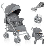 Carucior sport compact, Lionelo, Irma, Spatar ajustabil in 4 pozitii, Suport picioare reglabil, Manere rotative, Pliere tip umbrela, 6- 36 luni, Pana la 15 kg, Conform cu EN1888-1:2018, Gri