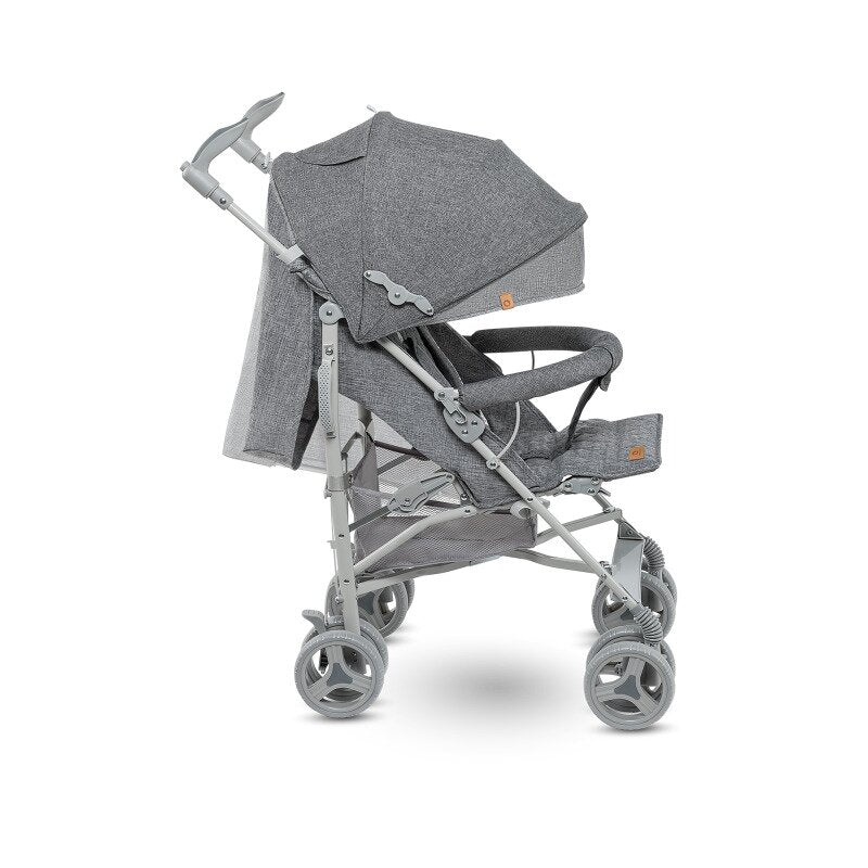 Carucior sport compact, Lionelo, Irma, Spatar ajustabil in 4 pozitii, Suport picioare reglabil, Manere rotative, Pliere tip umbrela, 6- 36 luni, Pana la 15 kg, Conform cu EN1888-1:2018, Gri