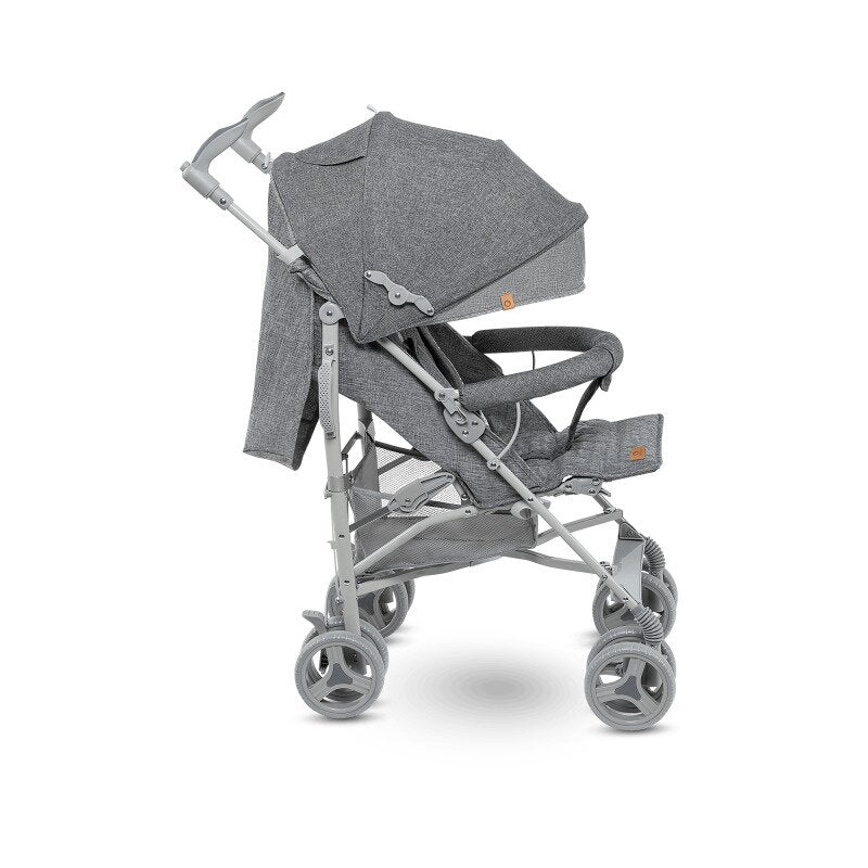 Carucior sport compact, Lionelo, Irma, Spatar ajustabil in 4 pozitii, Suport picioare reglabil, Manere rotative, Pliere tip umbrela, 6- 36 luni, Pana la 15 kg, Conform cu EN1888-1:2018, Gri