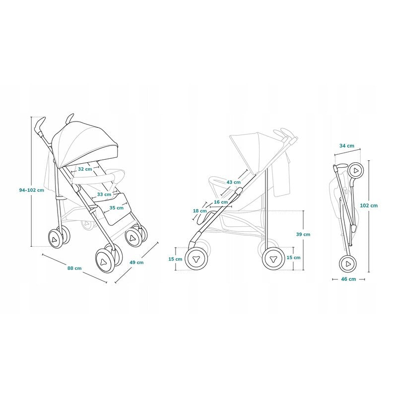 Carucior sport compact, Lionelo, Irma, Spatar reglabil in 4 pozitii, Suport picioare reglabil, Manere rotative, Pliere tip umbrela, 6- 36 luni, Pana la 15 kg, Conform cu EN1888-1:2018, Gri