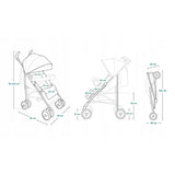 Carucior sport compact, Lionelo, Irma, Spatar ajustabil in 4 pozitii, Suport picioare reglabil, Manere rotative, Pliere tip umbrela, 6- 36 luni, Pana la 15 kg, Conform cu EN1888-1:2018, Gri