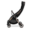 Carucior sport, Lionelo, Julie One, De la nastere, Greutate redusa, Cu accesorii, Cadru din aluminiu, 0-22 kg, Pliere compacta pentru avion, Conform cu standardele europene de securitate EN1888-1 si EN1888-2, Negru/Auriu - gogobaby.ro