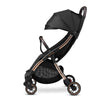 Carucior sport, Lionelo, Julie One, De la nastere, Greutate redusa, Cu accesorii, Cadru din aluminiu, 0-22 kg, Pliere compacta pentru avion, Conform cu standardele europene de securitate EN1888-1 si EN1888-2, Negru/Auriu - gogobaby.ro