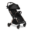Carucior sport, Lionelo, Julie One, De la nastere, Greutate redusa, Cu accesorii, Cadru din aluminiu, 0-22 kg, Pliere compacta pentru avion, Conform cu standardele europene de securitate EN1888-1 si EN1888-2, Negru/Auriu - gogobaby.ro