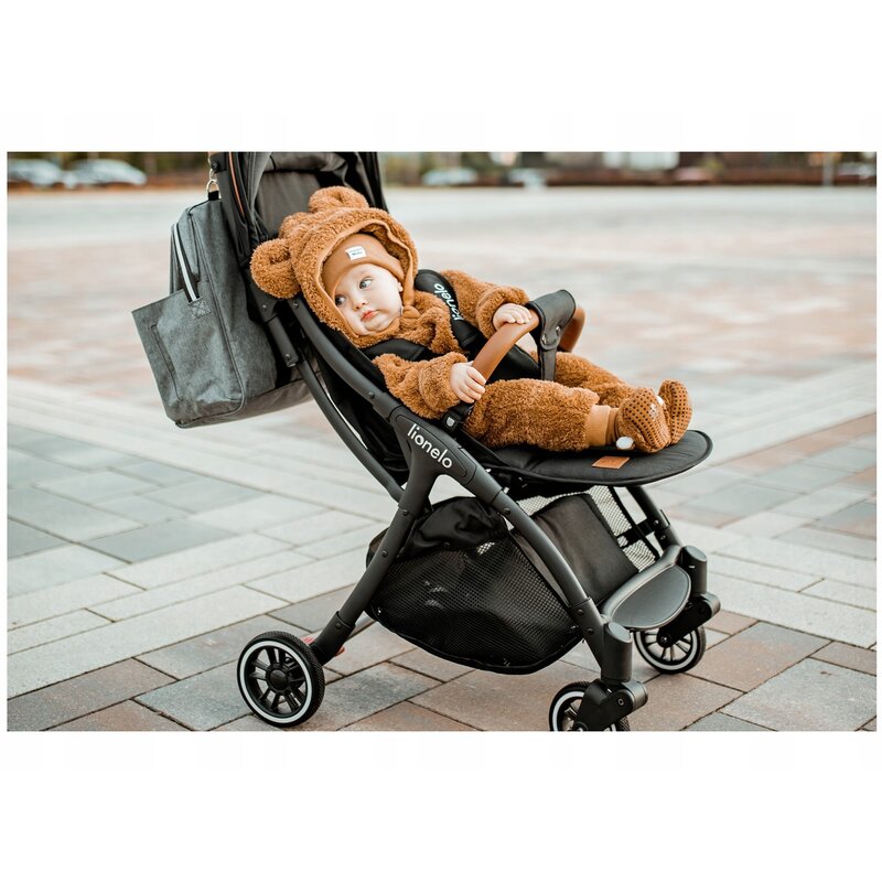 Carucior sport, Lionelo, Julie One, De la nastere, Greutate redusa, Cu accesorii, Cadru din aluminiu, 0-22 kg, Pliere compacta pentru avion, Conform cu standardele europene de securitate EN1888-1 si EN1888-2, Gri