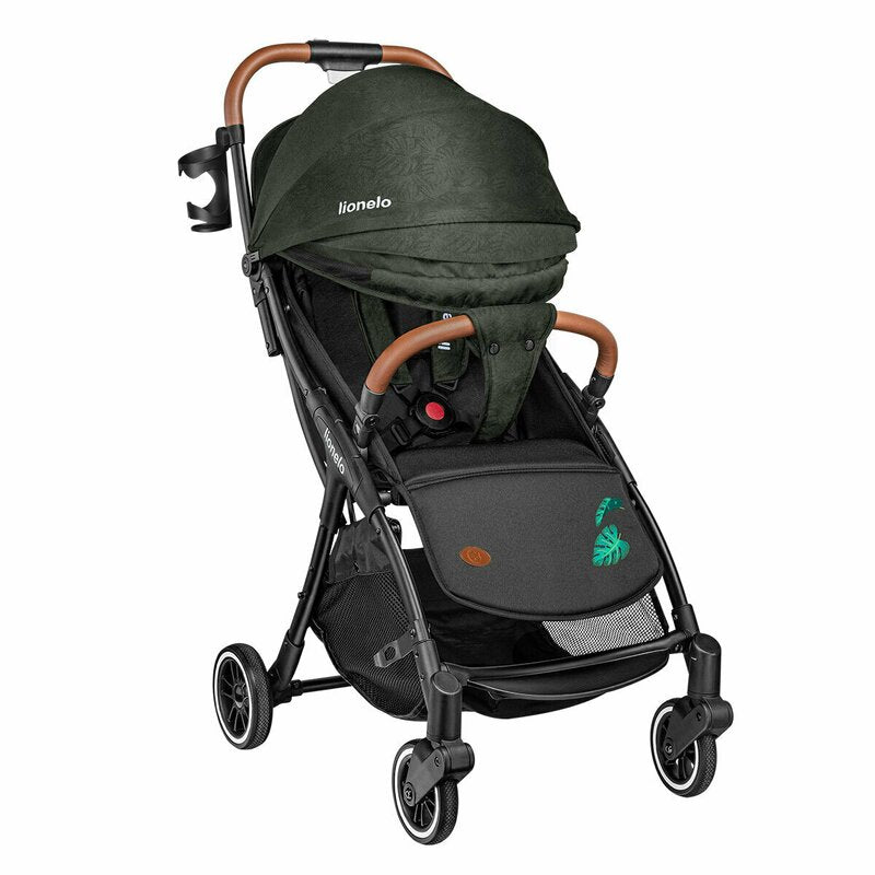 Carucior sport, Lionelo, Julie One, De la nastere, Greutate redusa, Cu accesorii, Cadru din aluminiu, 0-22 kg, Pliere compacta pentru avion, Conform cu standardele europene de securitate EN1888-1 si EN1888-2, Verde Tropical