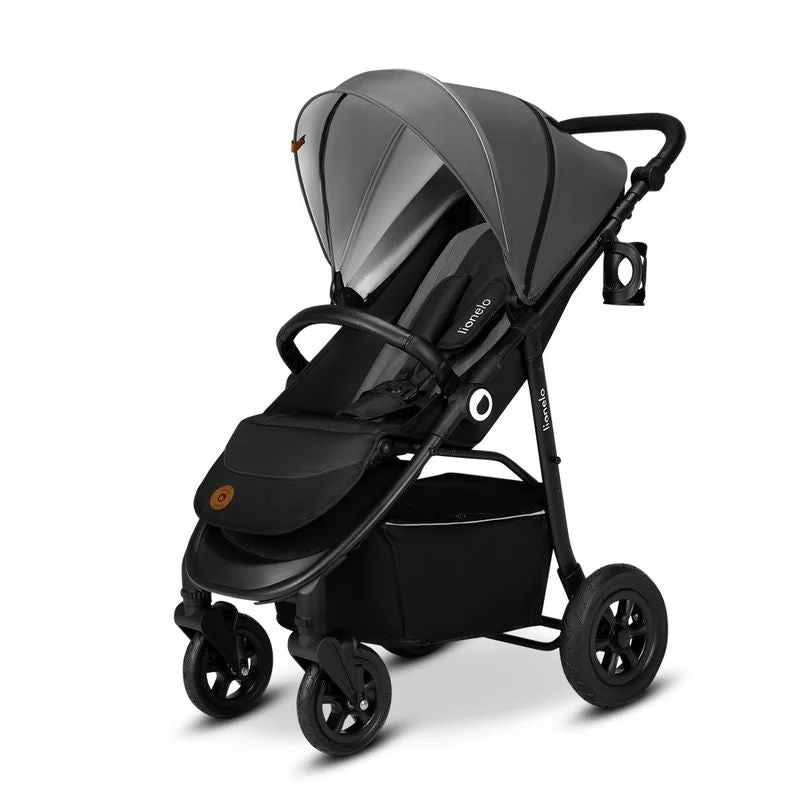 Carucior sport, Lionelo, Natt, De la nastere, Cu accesorii si capotina XXL reglabila, 0 - 22 kg, Conform cu standardele europene de securitate EN1888-1, EN1888-2, Gri