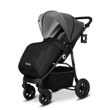 Carucior sport, Lionelo, Natt, De la nastere, Cu accesorii si capotina XXL reglabila, 0 - 22 kg, Conform cu standardele europene de securitate EN1888-1, EN1888-2, Gri