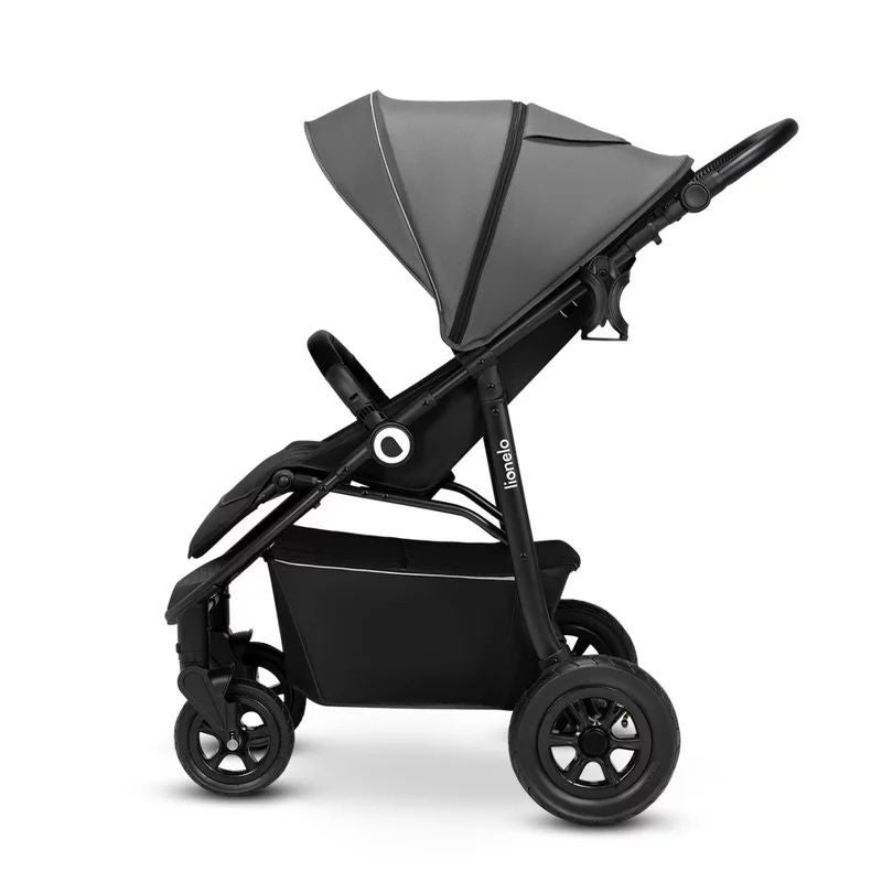Carucior sport, Lionelo, Natt, De la nastere, Cu accesorii si capotina XXL reglabila, 0 - 22 kg, Conform cu standardele europene de securitate EN1888-1, EN1888-2, Gri