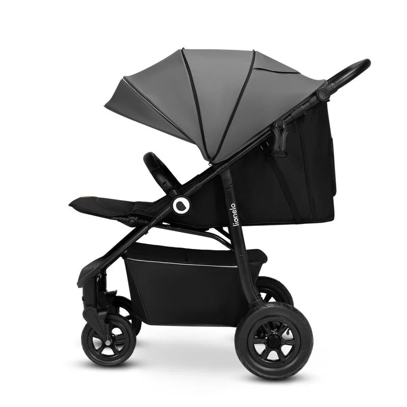 Carucior sport, Lionelo, Natt, De la nastere, Cu accesorii si capotina XXL reglabila, 0 - 22 kg, Conform cu standardele europene de securitate EN1888-1, EN1888-2, Gri