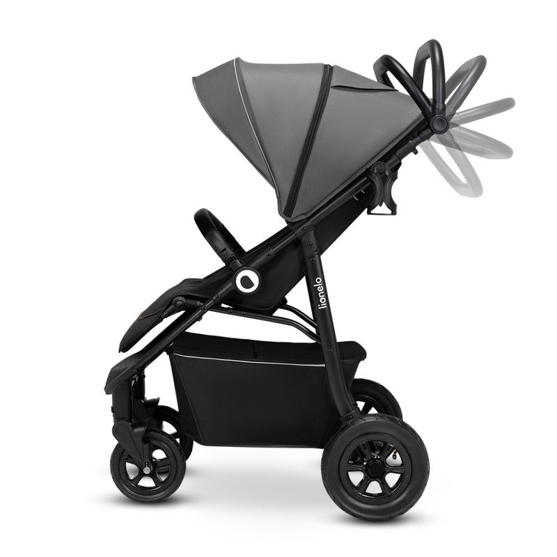 Carucior sport, Lionelo, Natt, De la nastere, Cu accesorii si capotina XXL reglabila, 0 - 22 kg, Conform cu standardele europene de securitate EN1888-1, EN1888-2, Gri - gogobaby.ro