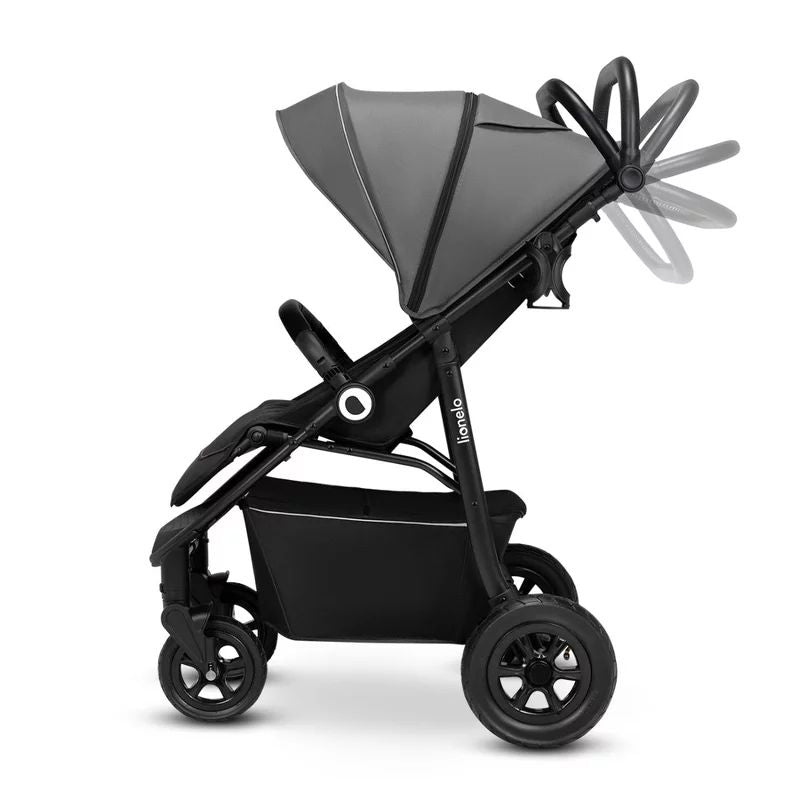Carucior sport, Lionelo, Natt, De la nastere, Cu accesorii si capotina XXL reglabila, 0 - 22 kg, Conform cu standardele europene de securitate EN1888-1, EN1888-2, Gri