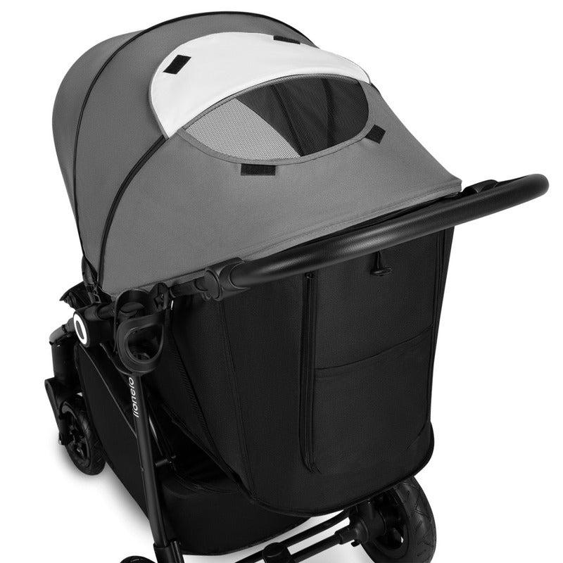 Carucior sport, Lionelo, Natt, De la nastere, Cu accesorii si capotina XXL reglabila, 0 - 22 kg, Conform cu standardele europene de securitate EN1888-1, EN1888-2, Gri - gogobaby.ro