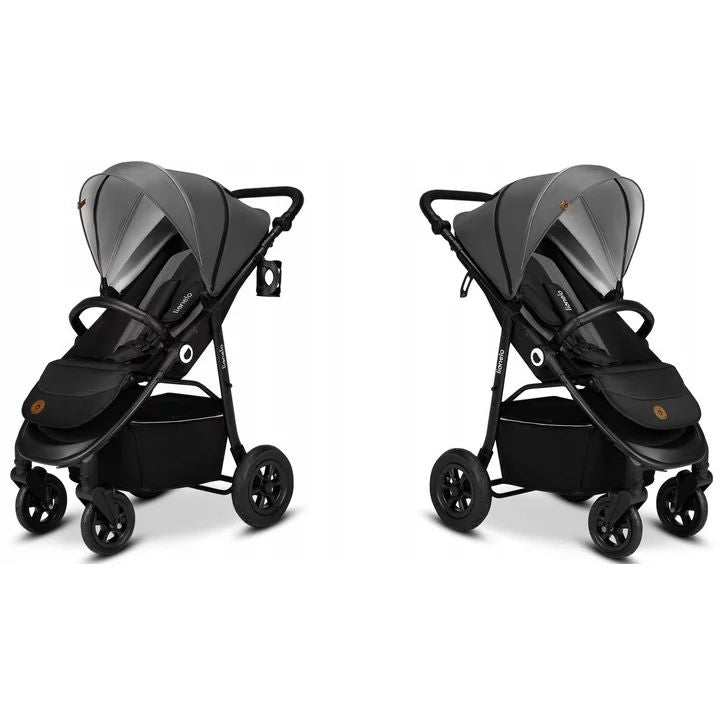 Carucior sport, Lionelo, Natt, De la nastere, Cu accesorii si capotina XXL reglabila, 0 - 22 kg, Conform cu standardele europene de securitate EN1888-1, EN1888-2, Gri