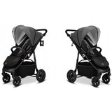 Carucior sport, Lionelo, Natt, De la nastere, Cu accesorii si capotina XXL reglabila, 0 - 22 kg, Conform cu standardele europene de securitate EN1888-1, EN1888-2, Gri