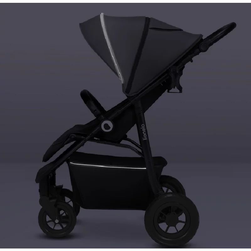 Carucior sport, Lionelo, Natt, De la nastere, Cu accesorii si capotina XXL reglabila, 0 - 22 kg, Conform cu standardele europene de securitate EN1888-1, EN1888-2, Gri