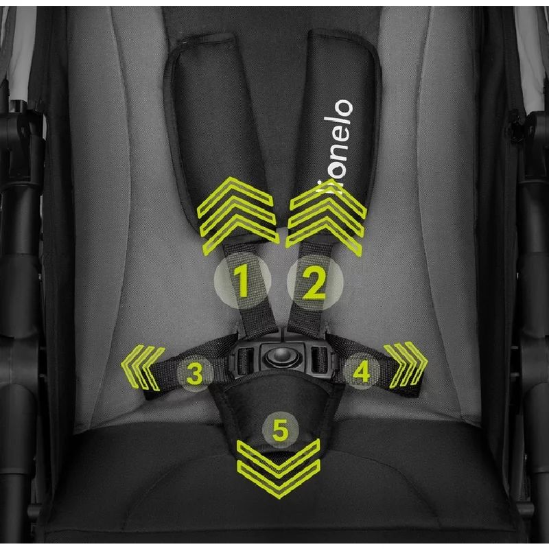 Carucior sport, Lionelo, Natt, De la nastere, Cu accesorii si capotina XXL reglabila, 0 - 22 kg, Conform cu standardele europene de securitate EN1888-1, EN1888-2, Gri