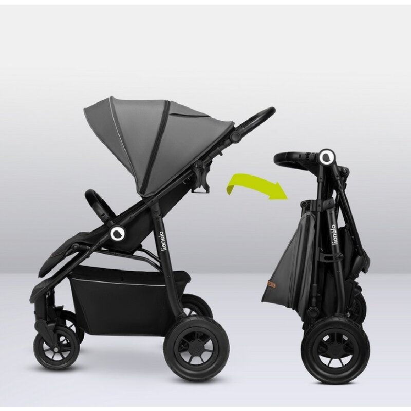 Carucior sport, Lionelo, Natt, De la nastere, Cu accesorii si capotina XXL reglabila, 0 - 22 kg, Conform cu standardele europene de securitate EN1888-1, EN1888-2, Gri - gogobaby.ro