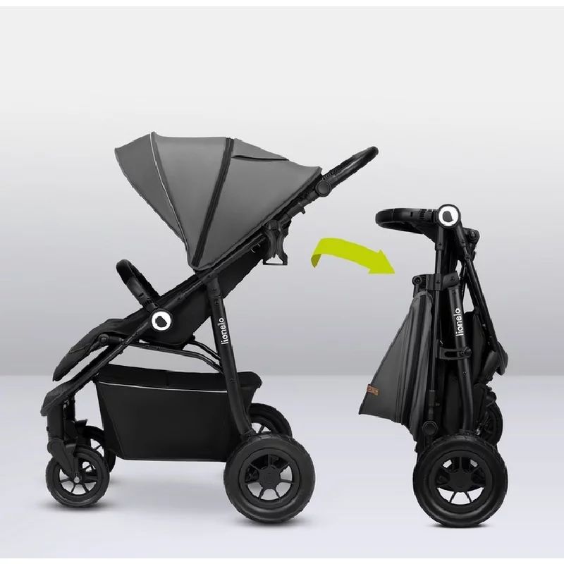 Carucior sport, Lionelo, Natt, De la nastere, Cu accesorii si capotina XXL reglabila, 0 - 22 kg, Conform cu standardele europene de securitate EN1888-1, EN1888-2, Gri