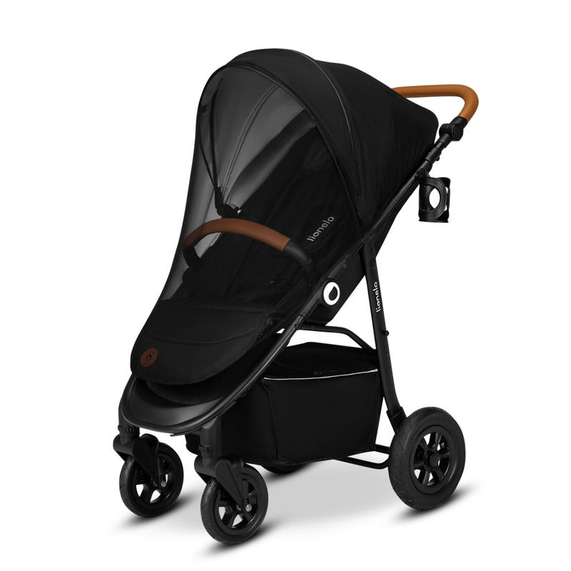 Carucior sport, Lionelo, Natt, De la nastere, Cu accesorii si capotina XXL reglabila, 0 - 22 kg, Conform cu standardele europene de securitate EN1888-1, EN1888-2, Negru Onyx - gogobaby.ro