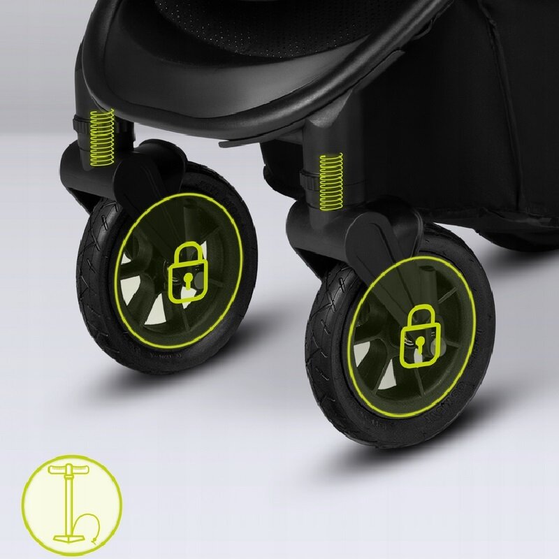 Carucior sport, Lionelo, Natt, De la nastere, Cu accesorii si capotina XXL reglabila, 0 - 22 kg, Conform cu standardele europene de securitate EN1888-1, EN1888-2, Negru Onyx - gogobaby.ro